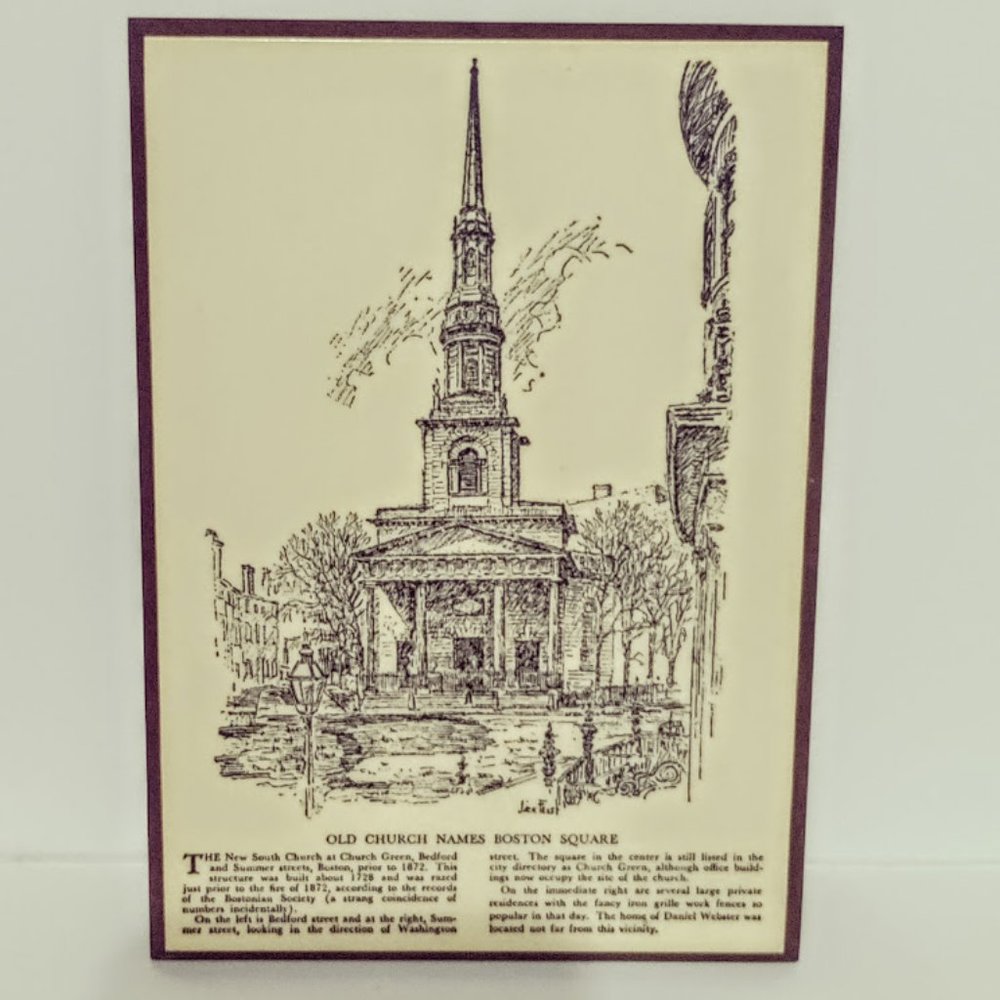 Old Church Names Boston Square Ceramic Wall Tile Plaque  by Jack Frost